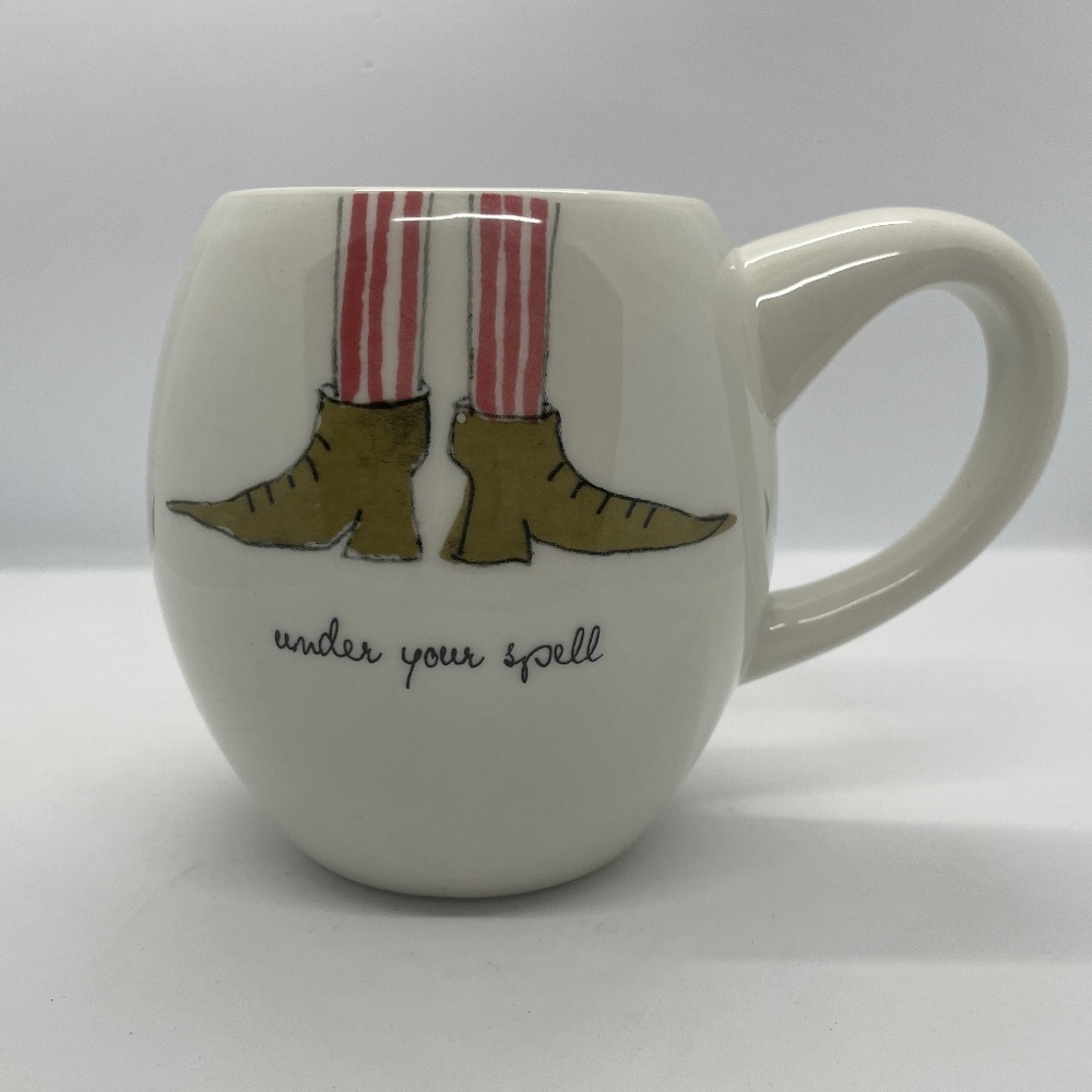 Rae Dunn Magenta Halloween Under Your Spell Witch Legs Coffee Cup Mug